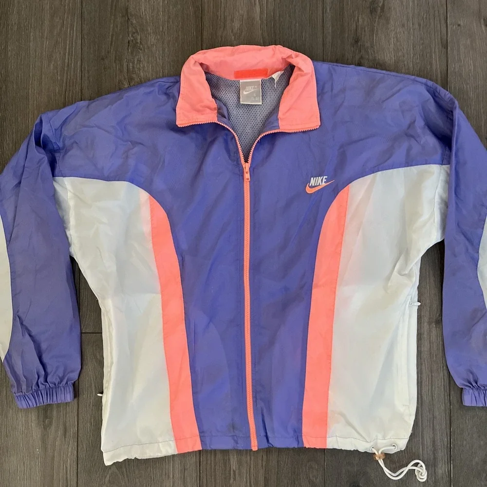 VTG Nike Womens S (6-8) Windbreaker Jacket Purple Pink White